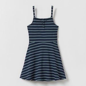 Zara Girls Navy and white striped skater dress size 10